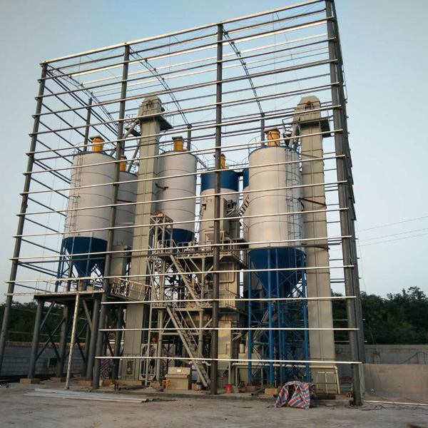 Stepped dry rice mortar mixing station